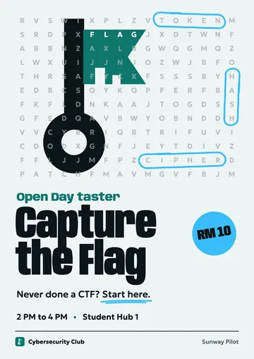 Poster for Capture the Flag taster, by Cybersecurity Club