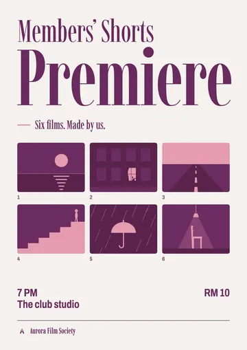 Poster for Members' Shorts Premiere, by Aurora Film Society