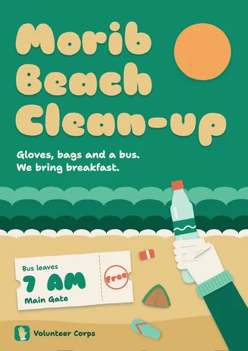 Poster for Morib Beach Clean-up, by Volunteer Corps